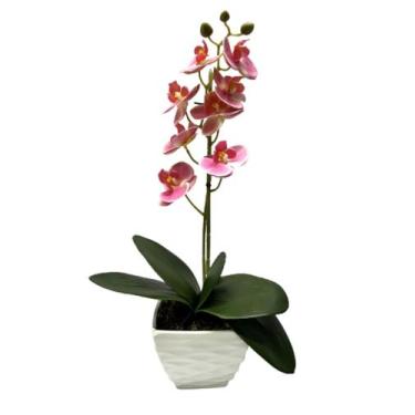 Imagem de Arranjo Flores Mini Orquídea Rosa Pink de Silicone Toque Real Vaso Bra