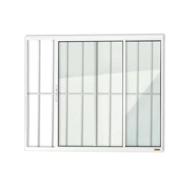 Imagem de Janela 2 Folhas C Grade C Vidro Liso  Branco 100x100 Brimak