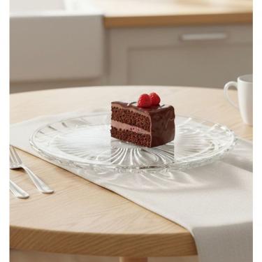 Imagem de Prato de Bolo Mirassol Bandeja para Doces e Tortas com Relevo Decorativo 30CM Transparente Cristal