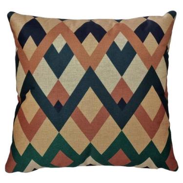 Imagem de Almofada Linho Amarela/Laranja/Verde Floral Geometria 45x45 - M3 Decor