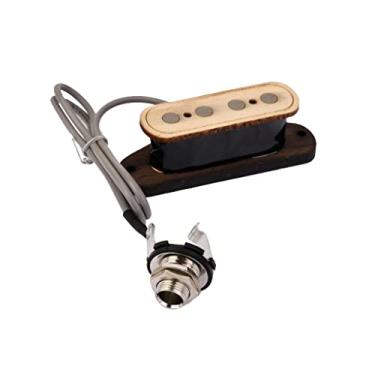 Imagem de Fancyes Captador de guitarra com caixa de charuto de 4 cordas com conector de entrada, bobina de madeira para guitarra
