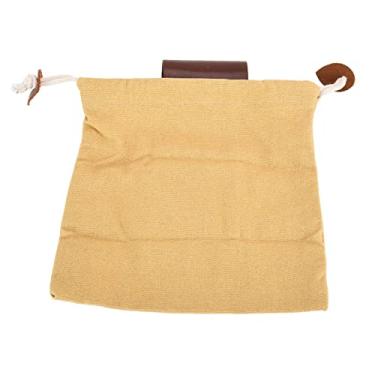 Imagem de Bolsa de forragem de lona de couro, ampla aplicabilidade Bolsa de forragem portátil com cinto para acampamento para coleta de frutas(Cáqui)