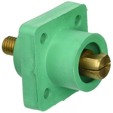 Imagem de Leviton Tomada de painel macho 18R21-G, 90 graus, parafuso roscado, 2-4/0 AWG, 400A, 18 séries, nível comercial, tipo câmera ECT, verde
