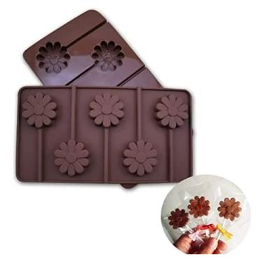 Imagem de Forma Em Silicone Molde Pirulito Flor Margarida 5 Cavidades