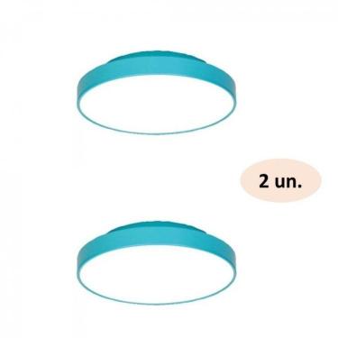 Imagem de Kit 2 Plafons para 4 Lâmpadas Redondo 50cm 7653 Jd Molina JD Molina Azul