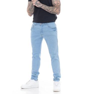 Imagem de Calça Jeans Masculina Super Skinny Délavé Comfort  Premium  - Azul Cla