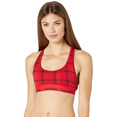 Imagem de Calvin Klein Sutiã feminino moderno de algodão, Janelas masculinas - vermelho rústico, P