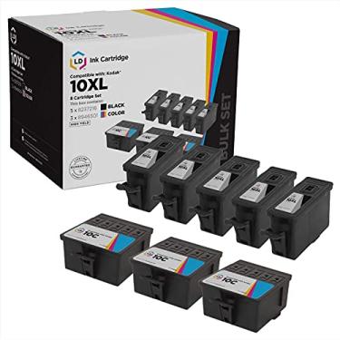 Imagem de Cartucho de tinta de substituição compatível com LD para Kodak 10XL de alto rendimento (5 pretos, 3 cores, pacote com 8)