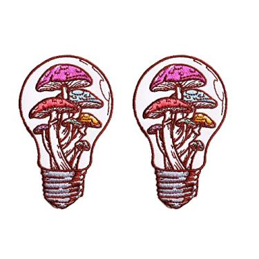 Imagem de 2Pcs Mushroom Bulb Logo Iron On Sew On High-end Embroidered Patch for Jackets Backpacks Jeans and Clothes Badge Applique Sign Sport Decal