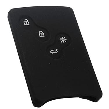 Imagem de YJADHU Controle remoto de silicone 4 botões masculino feminino chaveiro capa de chave de carro, apto para Renault Clio Logan Megane 2 3 Koleos Scenic, preto
