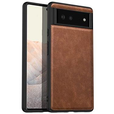 Imagem de YINGDAFENG Capa para Google Pixel 7 Pro, capa traseira de couro PU premium fina com proteção de câmera à prova de choque anti-queda TPU capa interna, marrom