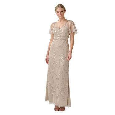 Imagem de Adrianna Papell Vestido longo feminino com contas, Biscotti, 38