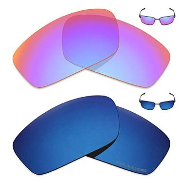 Imagem de Mryok+ 2 pares de lentes polarizadas de substituição para óculos de sol Oakley Splinter – Rosa cobalto/azul pacífico