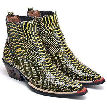 Imagem de Bota Texana Masculina Couro Com textura Country Dia a Dia