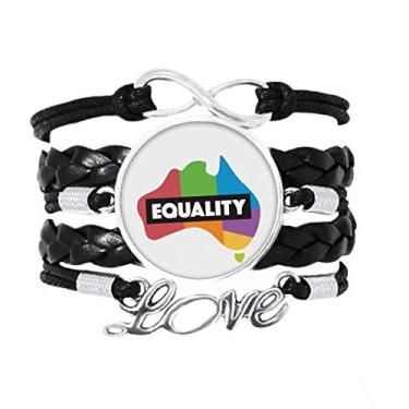 Imagem de OFFbb-USA Diferença de Gênero Pulseira de Igualdade de Arco-Íris Australiano Acessório Amor Pulseira de Couro Trançado Presente