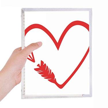Imagem de Caderno vermelho com ilustração de coração e flecha com desenho solto, diário recarregável, artigos de papelaria