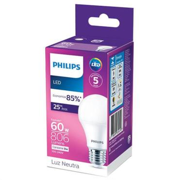 Imagem de Lâmpada Led Philips 9W bivolt luz branca 4000K base E27 - Branco