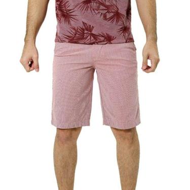 Imagem de Bermuda Básica Masculina Ixória Sarja Xadrez Vermelho Branco-Masculino