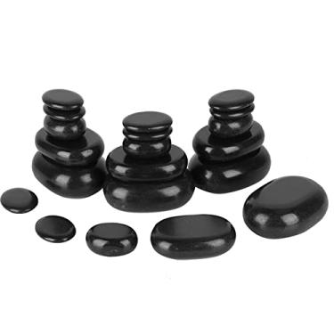 Imagem de TEUOPIOE 20 Unidades/conjunto De Pedras De Massagem, Massagens Com Rochas Quentes, Spa Quente Pedra De Basalto Preto Em Formato Oval Pedras Quentes Para Massagem Para óleo Essencial Massagem Pedicure