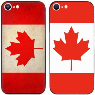 Imagem de 2 peças retrô bandeira do Canadá impressa TPU gel silicone capa traseira para Apple iPhone todas as séries (iPhone 7 / iPhone 8)