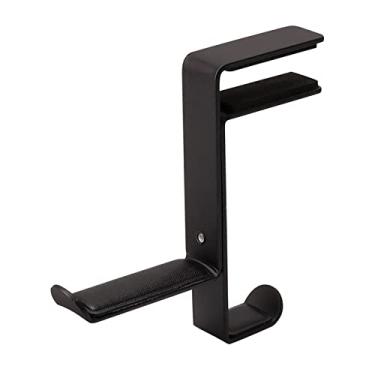 Imagem de Suporte para fone de ouvido, suporte de fone de ouvido, suporte de parede de metal, gancho de grampo duplo giratório para fone de ouvido - embaixo do espaço da mesa, suporte para fone de ouvido (cor: