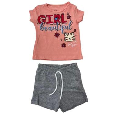 Imagem de B Kids Conjunto Camiseta E Shorts Estampado Salmao