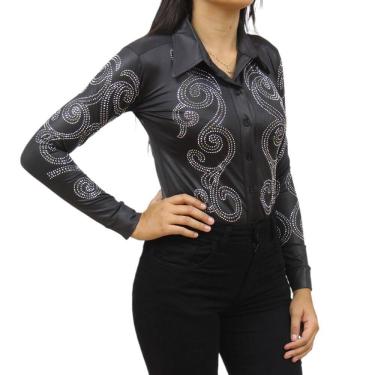 Imagem de Body Feminino Bordado com Strass Preto Country City 36651