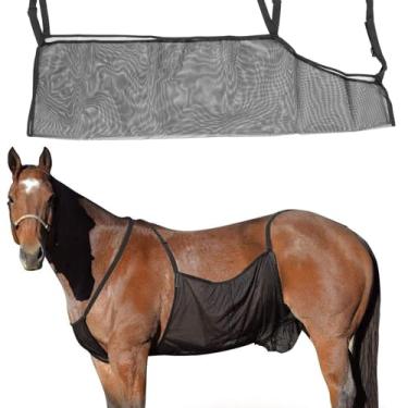 Imagem de Protetor de Barriga de Cavalo, Protetor de Barriga de Malha de Folha de Mosca para Passeio de Cavalo Ajustável Macio Respirável Leve Configuração Estável Folha de Proteção Equina
