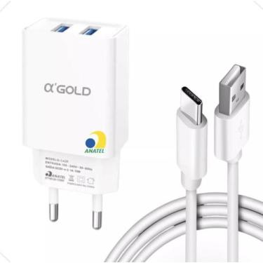 Imagem de Kit Carregador Fonte Adaptador Cor Branco - Tipo C - IOS -V8 - Agold, 