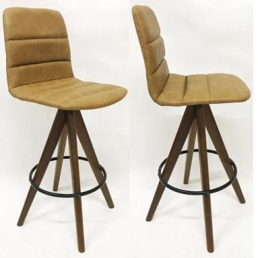 Imagem de Kit 2 Banquetas Decorativa Helena Gomada cor Caramelo Base Giratória M