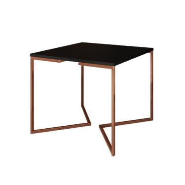 Imagem de Mesa Jantar Industrial Preta Quadrada 90cm Base Cobre V - CASA PRIME, 