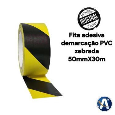 Imagem de Fita Adesiva PVC Demarcação Zebrada Amarelo e Preto 50mmX30m - Nastro