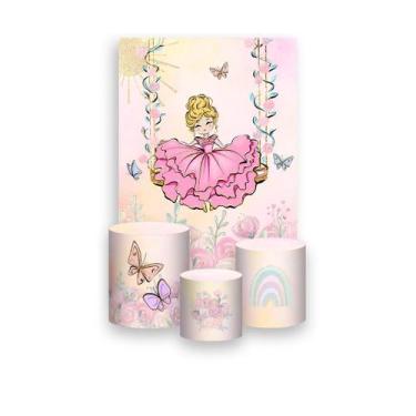 Imagem de Painel De Festa Vertical 1,50 x 2,20 + Trio De Capas Cilindro - Jardim