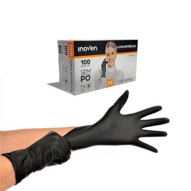 Imagem de Luvas Nitrílicas Inoven Preta M Sem Pó 100und