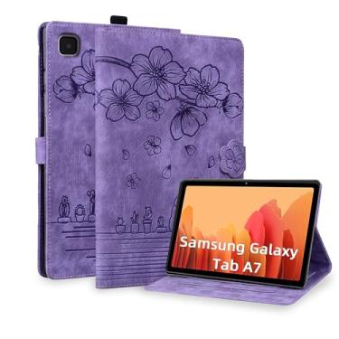 Imagem de TIPOYOROOS Capa carteira para Samsung Galaxy Tab A7 10,4 polegadas 2022/2020 couro PU capa magnética Folio Stand Shell com porta-lápis bolsos para cartão (Modelo: SM-T500/T503/T505/T507)-Roxo