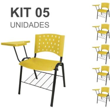 Imagem de Kit 05 Cadeiras Plásticas Universitárias PRANCHETA PLÁSTICA com Porta 