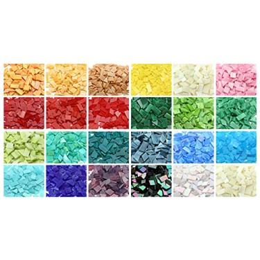 Imagem de Uma ampla gama de seleções de cores, peças de mosaico de vidro para artesanato, 4 formas de azulejos de vidro coloridos mistos Tiffany, 200 peças, laranja-vermelho por Lanyani