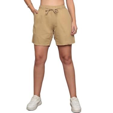 Imagem de Bermuda Jogger Sarja Curta  Feminina  - KS WEAR, Bege, G