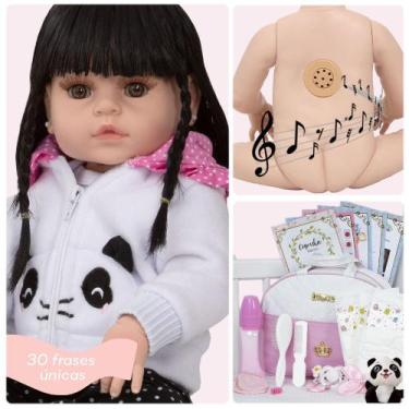Imagem de Bebe Reborn Pandinha Morena 46cm Fala 30 Frases + Acessórios - Cegonha