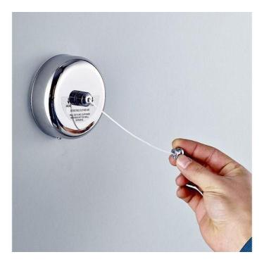 Imagem de Varal Parede Pratico Retrátil 187,5 Cm Inox Ajustável Aço - oem