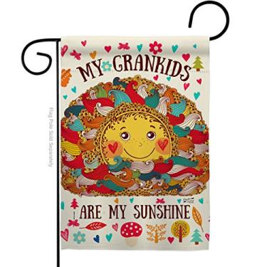 Imagem de Angeleno Heritage G135148-BO Grandkids are My Sunshine Bandeira de jardim vertical decorativa para ocasiões especiais, 33 x 47 cm, multicolorida
