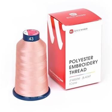 Imagem de Linha de bordado rosa Richword 4000M (4374Y) 40WT fio de poliéster 100 cores selecionadas para várias agulhas comerciais e máquina de bordar de agulha única 0043