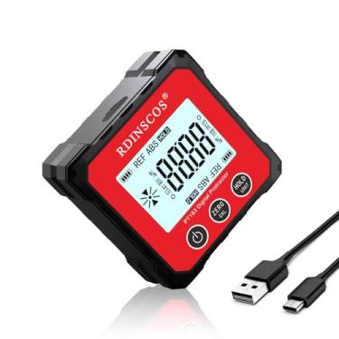 Imagem de Ferramenta de localizador de ângulo digital magnético recarregável - inclinômetro localizador de 4 a 90 graus, transferidor de cubo angular, medidor chanfrado para marcenaria, micro serra de mesa