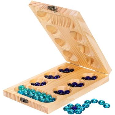 Imagem de Conjunto de jogos de tabuleiro Mancala OZFRHO Wooden com instruções