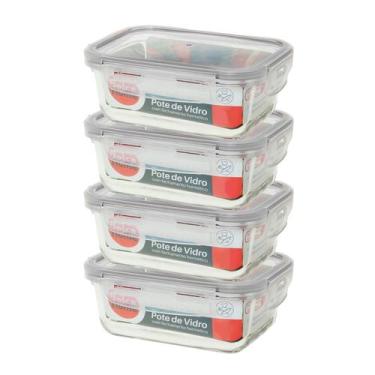 Imagem de Pote Hermético De Vidro - Marmita - Micro - Ondas - forno 660ml kit C/