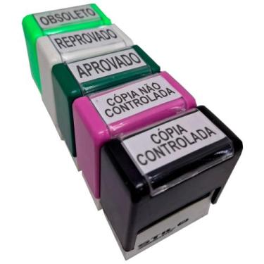 Imagem de Kit 5 carimbos automáticos-obsoleto-aprovado-reprovado-copia controlad