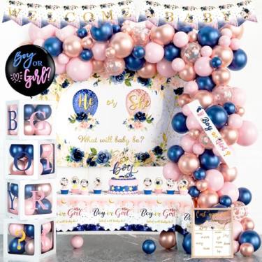 Imagem de Fiesec Decorações De Revelação De Gênero De Pesca, Decoração Para Festa De Revelação De Gênero De Menino Ou Menina, Cenário De Peixe Ela Ou Peixe Ele, Balão, Faixa De Toalha De Mesa, Caixa, Faixa Pa