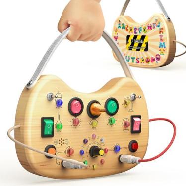 Imagem de Brinquedo sensorial Montessori Toddler Busy Board Flycoost com LED