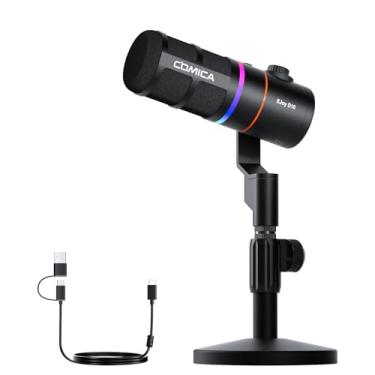 Imagem de COMICA Microfone para jogos EJoy D10(A) USB – Microfone Boom Arm com cancelamento de ruído, XLR/USB-C, monitoramento em tempo real, silenciamento, microfone de estúdio profissional RGB para jogos