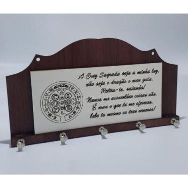 Imagem de Porta Chaves 5 Ganchos  Parede Decoração Moderna Madeira MDF Porta Cha